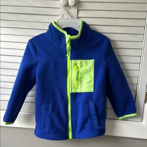 Baby Blue and Neon Green fleece zip up- never worn